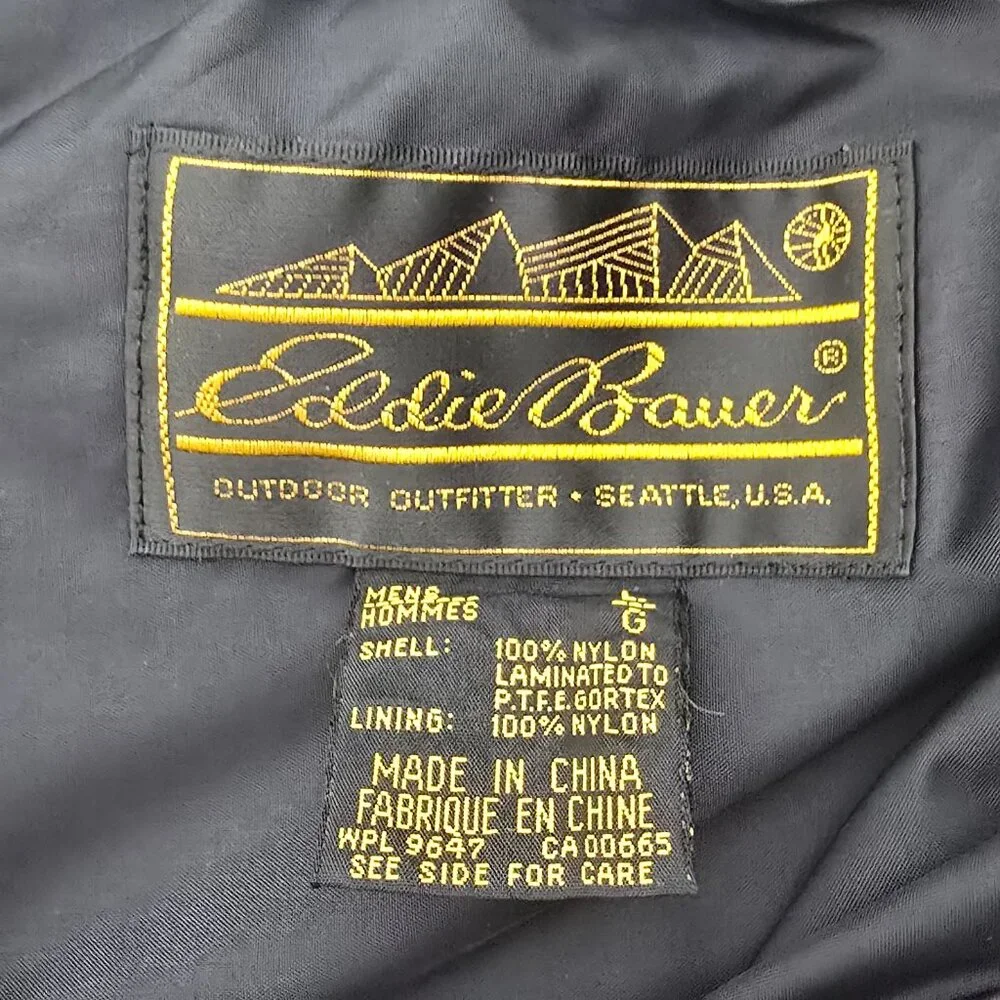Eddie Bauer Pants Mens Large Black Ski Snow Gore-Tex Nylon Winter Zipper Pockets